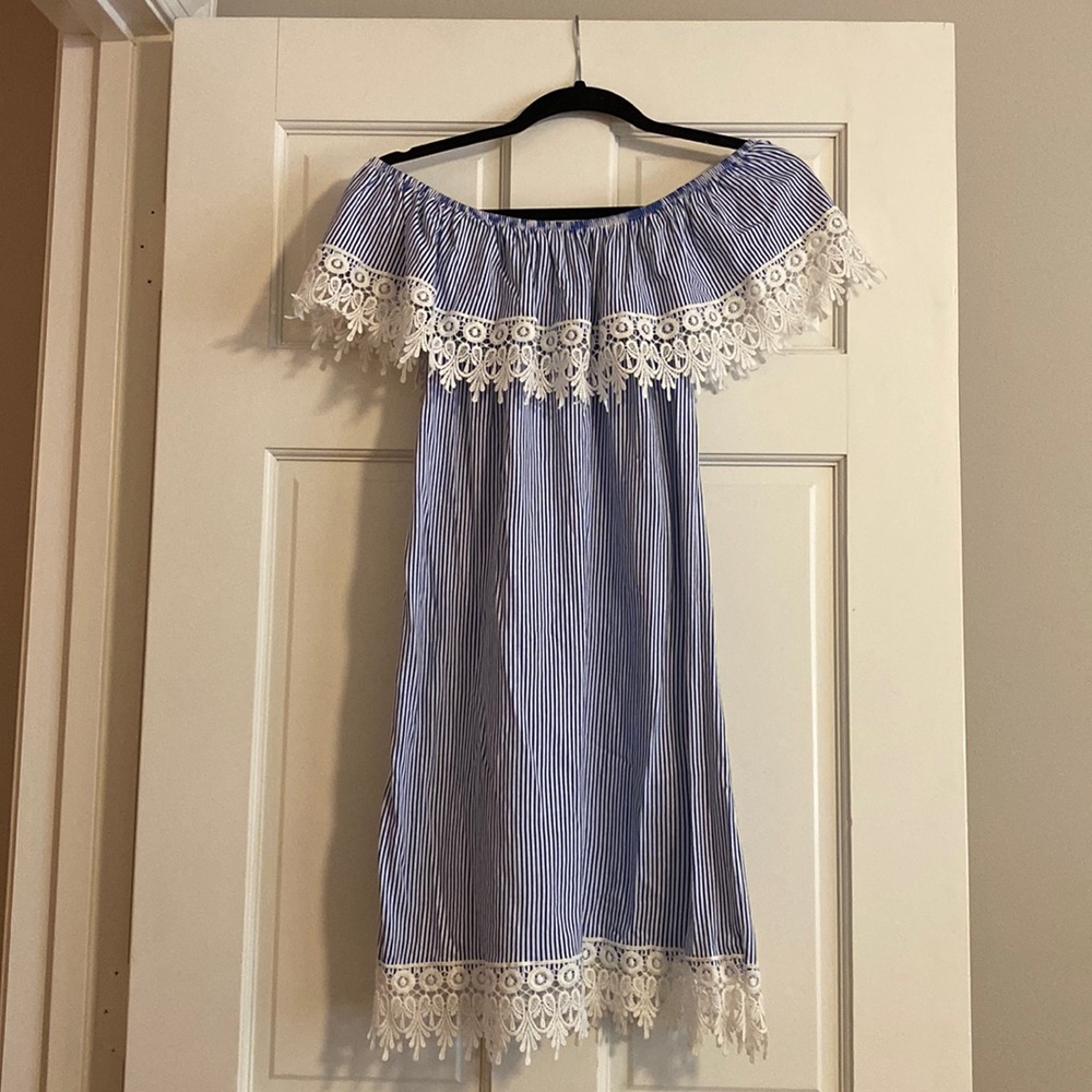 Blue and White Striped Dress